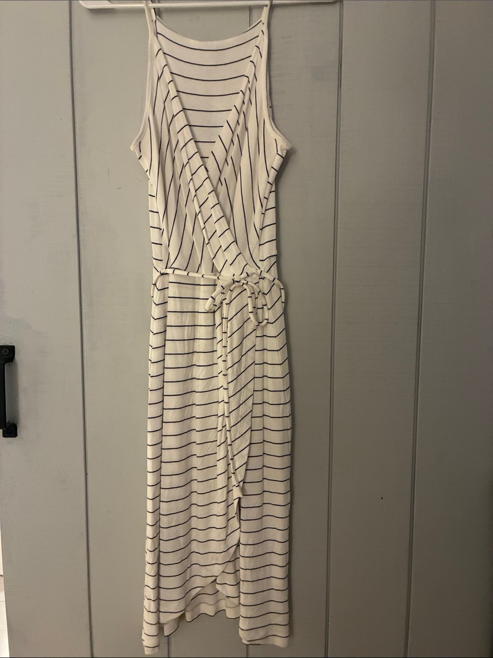 41 Hawthorn Cream and Black Striped Sleeveless Wrap Maxi Dress size small